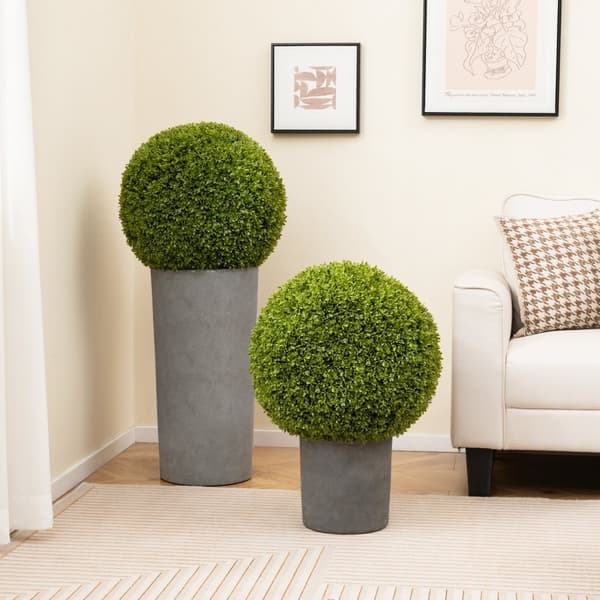 Konstgjord växt, 2-delar 50cm Buxbom Topiary Boll-M, 30x39 cm, Grön