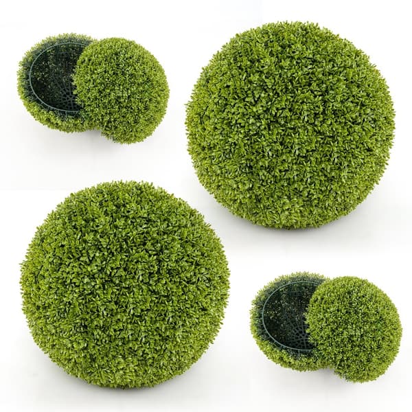 Konstgjord växt, 2-delar 50cm Buxbom Topiary Boll-M, 30x39 cm, Grön