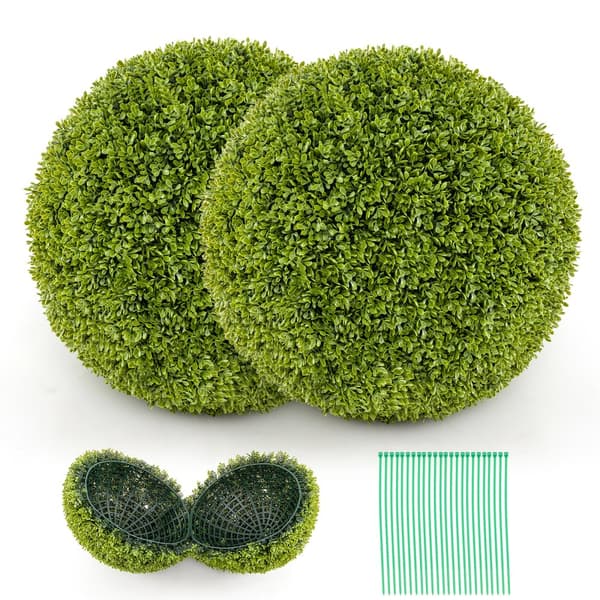 Konstgjord växt, 2-delar 50cm Buxbom Topiary Boll-M, 30x39 cm, Grön