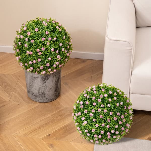 Tekokasvi, topiary-pallot, 37 cm, pinkki ja vihreä