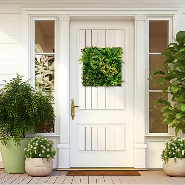 Kunstig Foliage Vægkunst, 50x50 cm, Grøn & Brun