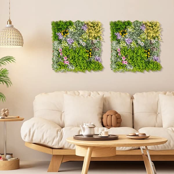 3D Hängande Sukkulenter, 50x50 cm, Grön & Brun