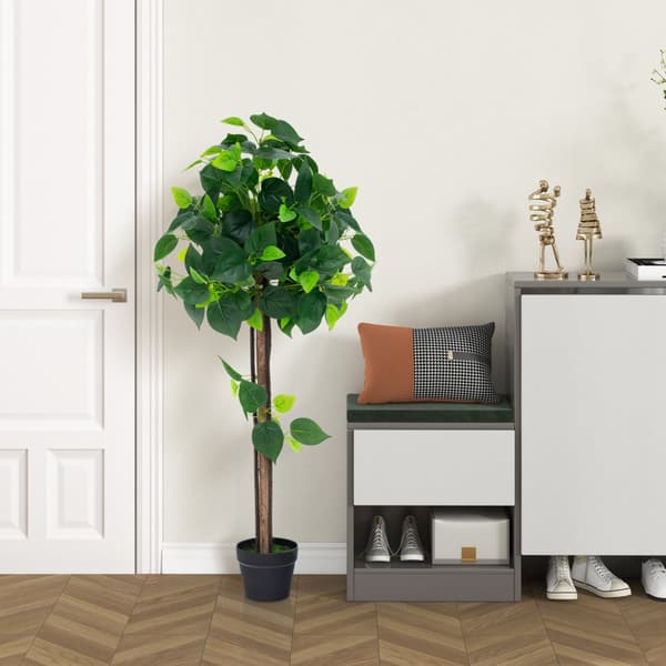 Kunstig Hortensia Træ, 114 cm, Grøn og Sort