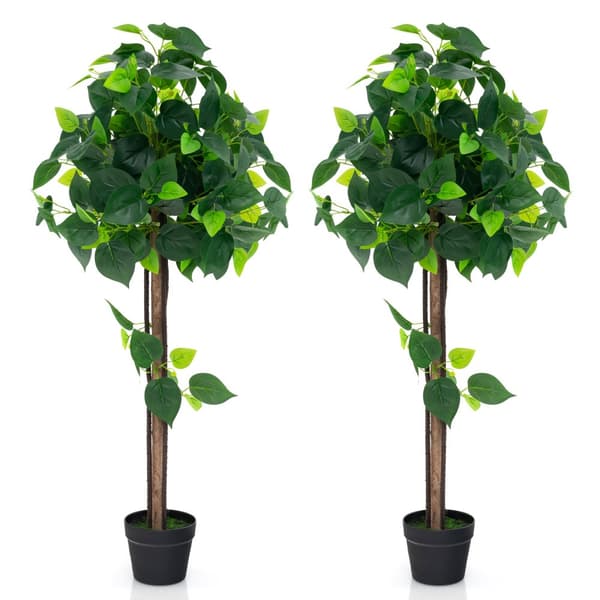 Kunstig Hortensia Træ, 114 cm, Grøn og Sort