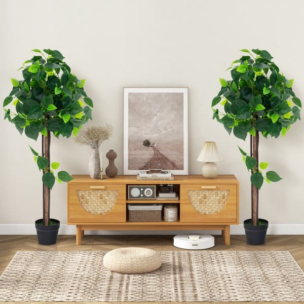 Kunstig Hortensia Træ, 114 cm, Grøn og Sort