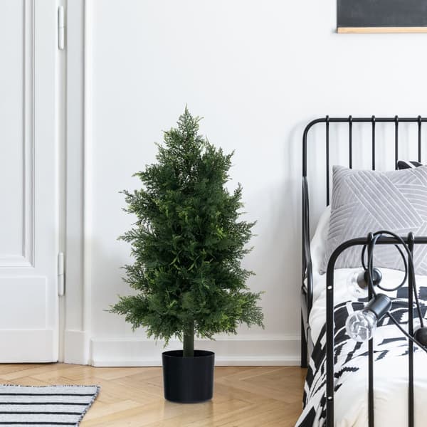 Kunstig Cedertopiartræ, 80 cm, Grøn og Sort