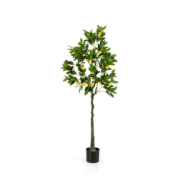 Kunstig citrontræ, 5,2 fod, grøn/gul/sort