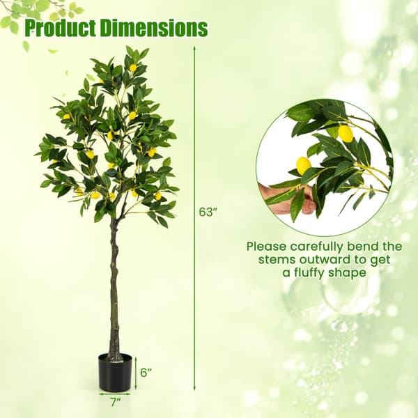 Kunstig citrontræ, 4 ft, Grøn+Gul+Sort