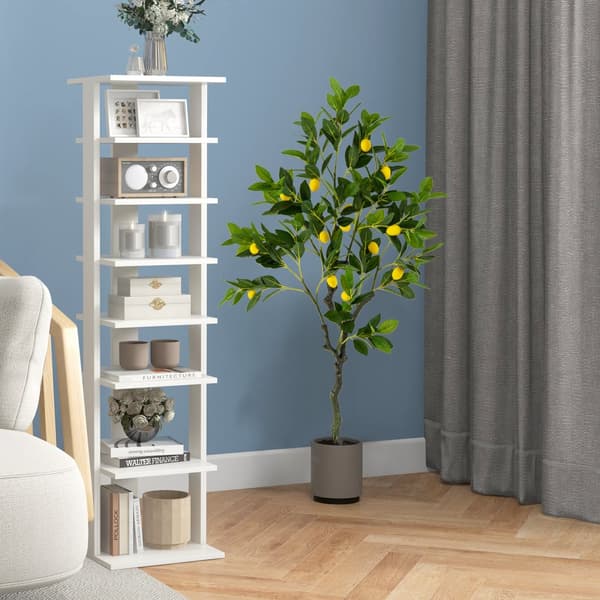 Kunstig citrontræ, 4 ft, Grøn+Gul+Sort