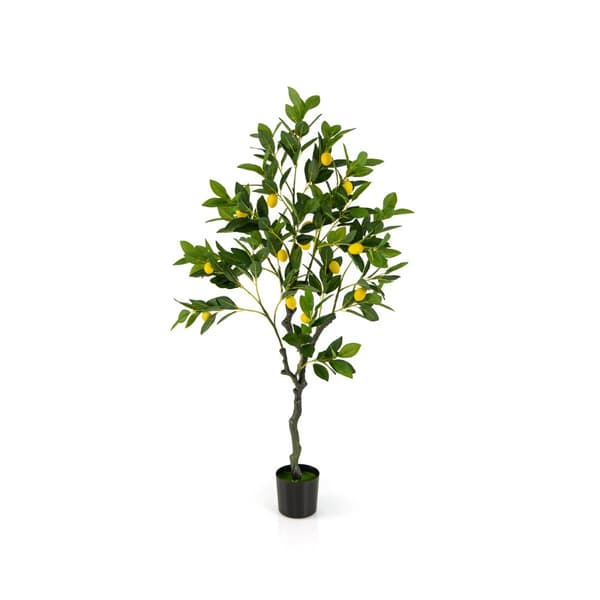 Kunstig citrontræ, 4 ft, Grøn+Gul+Sort