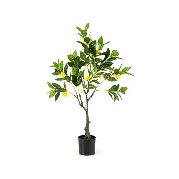 Kunstig citrontræ, 2.6/4/5.2 fod, grøn/gul/sort