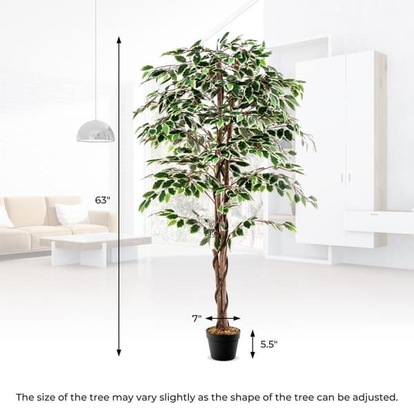 Kunstig Ficus Træ, 65x7x6 tommer, Grøn