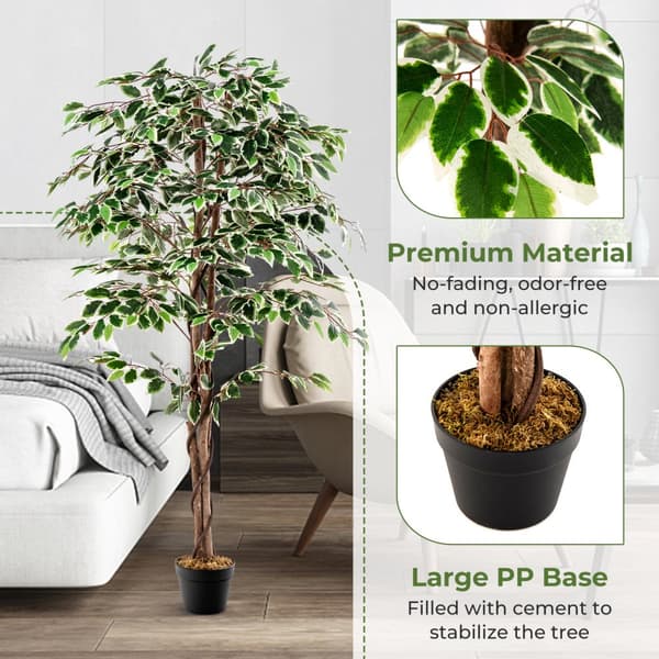 Kunstig Ficus Træ, 65x7x6 tommer, Grøn