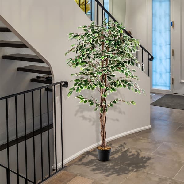 Kunstig Ficus Træ, 65x7x6 tommer, Grøn