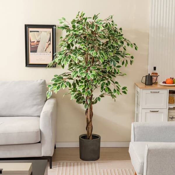 Kunstig Ficus Træ, 65x7x6 tommer, Grøn