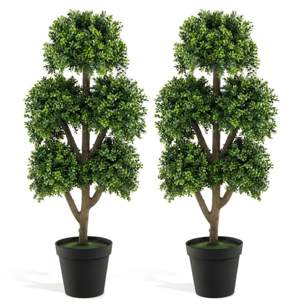 Konstgjord Buxbom Topiary Bollträd, 45 tum, Grön