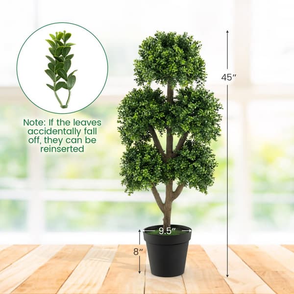 Konstgjord Buxbom Topiary Bollträd, 45 tum, Grön
