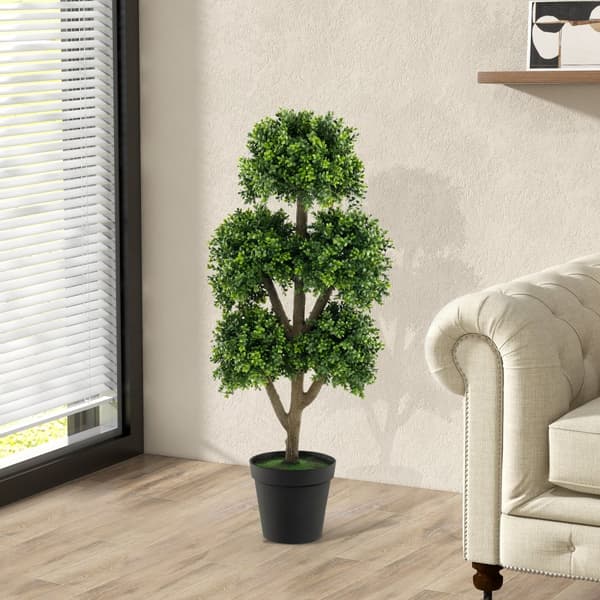 Konstgjord Buxbom Topiary Bollträd, 45 tum, Grön