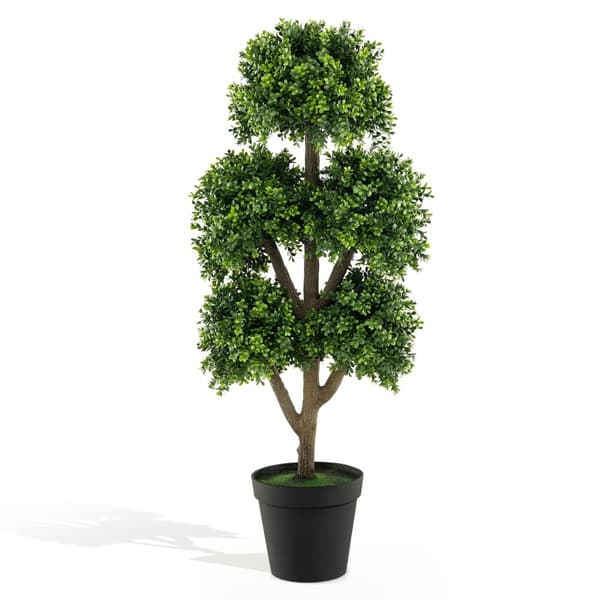 Konstgjord Buxbom Topiary Bollträd, 45 tum, Grön
