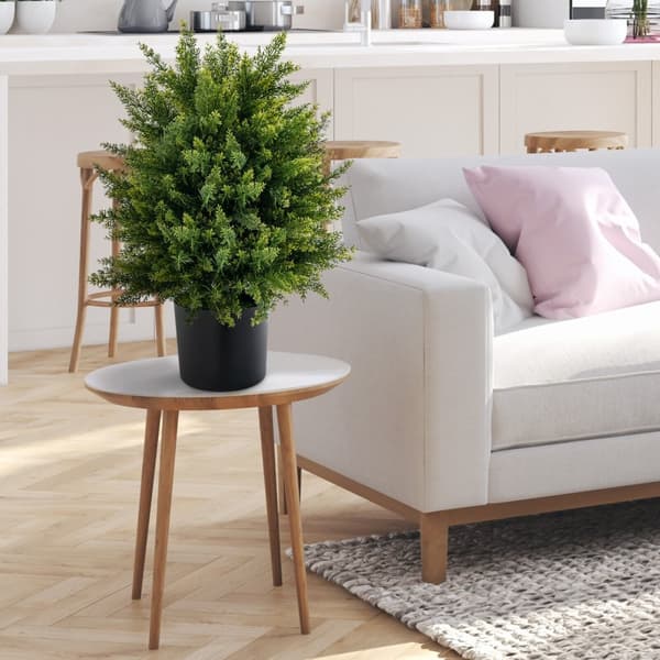 Kunstig Ceder Topiary Kugletræ, 21,5x13x15 cm, Grøn