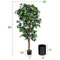 Miniatyrbillede 4 af 8: Kunstig træ, 6 fod kunstig ficus silkestræ, 71", grøn