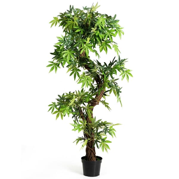 Konstgjord bonsai, 5 fot Keel Red VineGreen Leaves, Grön