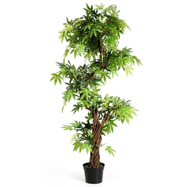 Konstgjord bonsai, 5 fot Keel Red VineGreen Leaves, Grön