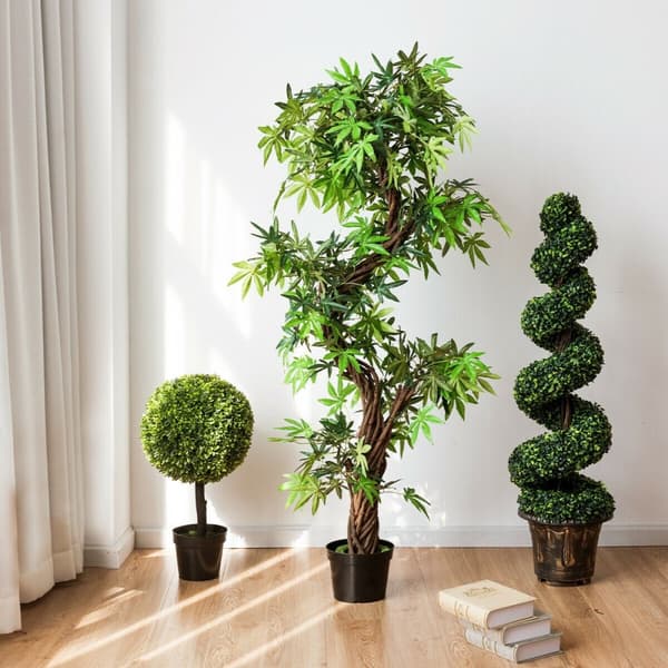 Konstgjord bonsai, 5 fot Keel Red VineGreen Leaves, Grön