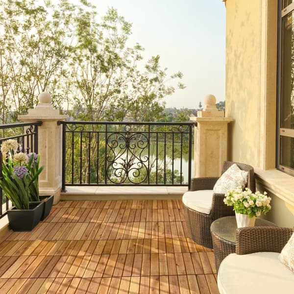Patio Deck -laatta, 27 kpl akasianpuuta, 12x12x1 tuumaa, luonnonväri