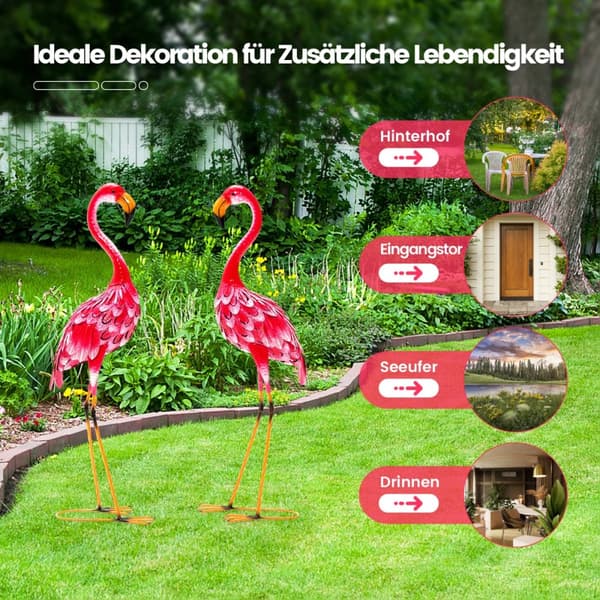 Havefigur Sæt, Flamingo Dekoration 2-delt, 20x27x89 cm