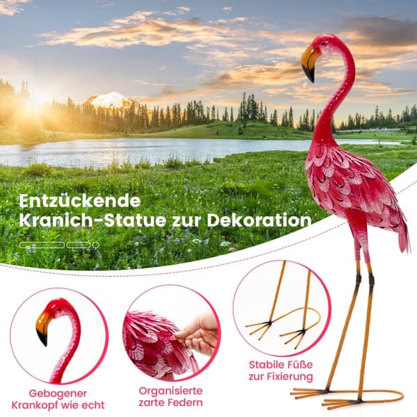Havefigur Sæt, Flamingo Dekoration 2-delt, 20x27x89 cm