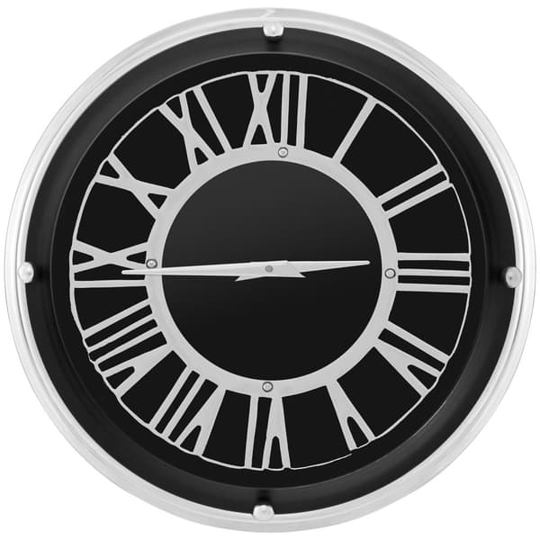 Väggklocka, 13,5/17,5 tum Tyst väggklocka med silverram-L, 17,5x17,5x5,5 tum, Silver