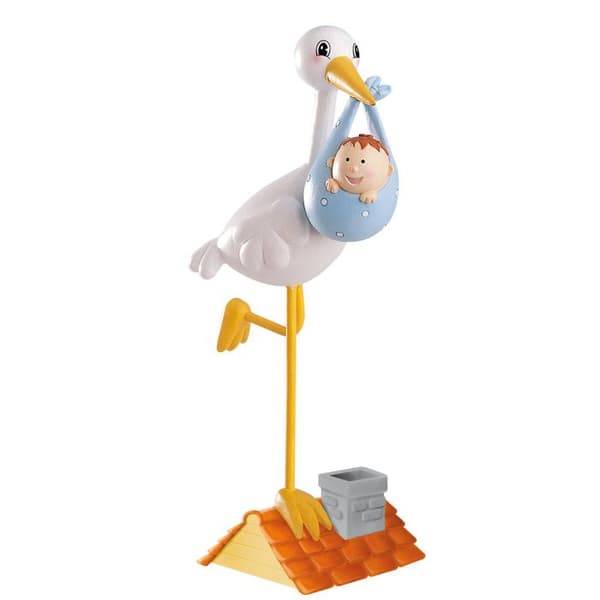 Dekoration Stork på ett ben Blå i metall