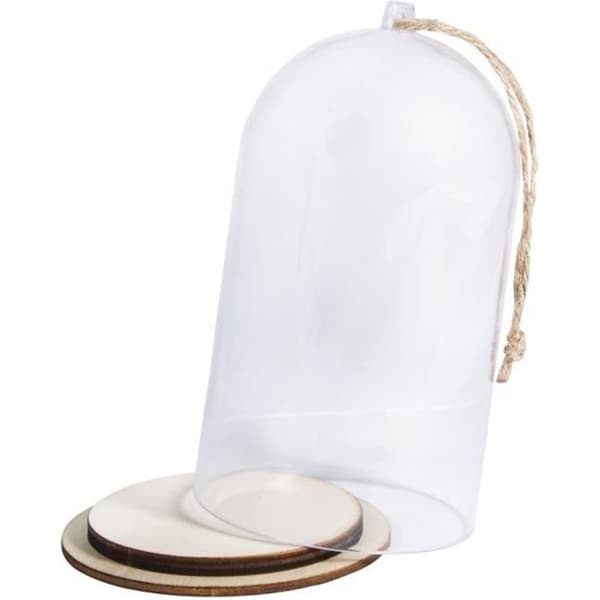 Plastklocka - Rayher - Ø8cm x 13cm - Färglös - Sockel ingår - Jutesnöre
