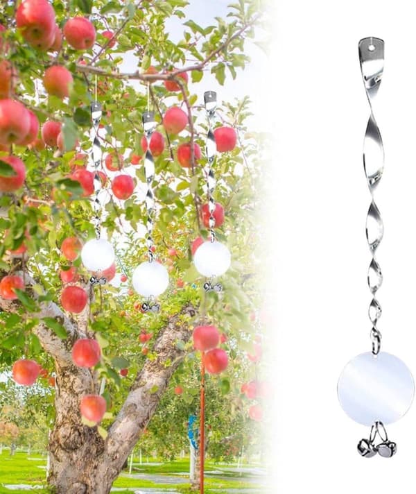 Lollanda Reflekterande fågelskrämmor 10 st, Spiralformad reflekterande fågelskrämma – Vindtåliga, Skydd, Silver, 30 cm