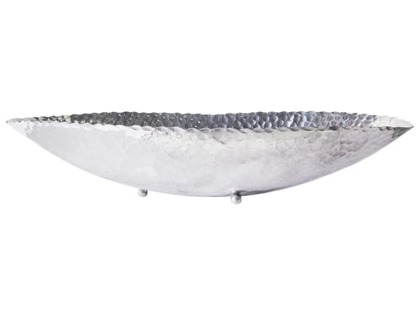 Dekorativt Sølvfad aluminium 78 cm Oval Skibsformet Tallerken Bladfad Moderne Stue Glamour Dekorationstilbehør Spisebord Kommode Stue
