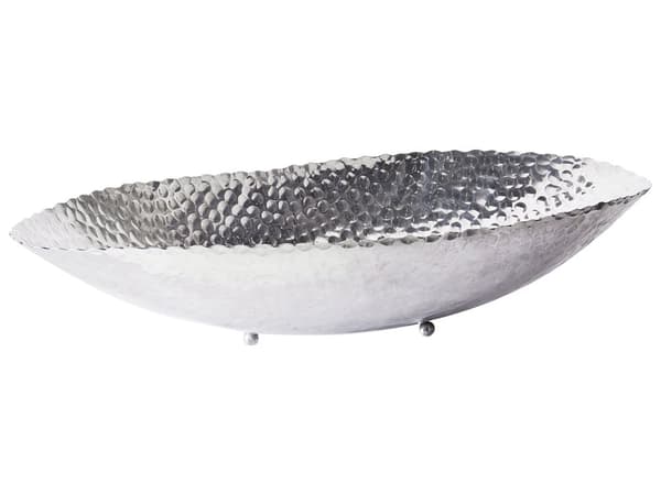 Dekorativt Sølvfad aluminium 78 cm Oval Skibsformet Tallerken Bladfad Moderne Stue Glamour Dekorationstilbehør Spisebord Kommode Stue