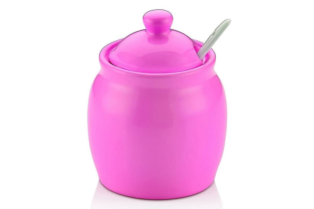 NOBLE Life Sockerskål m Lock+Sked Rund Porslin Rosa