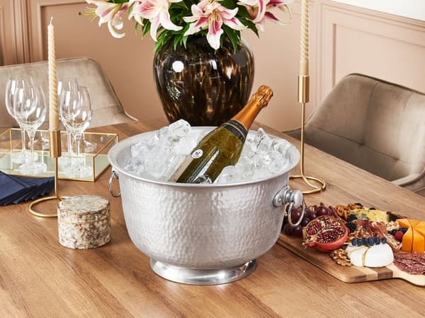 Champagnekøler Sølv Aluminium ø 37 x 23 Dekorativ Champagneskål til Opbevaring Drikkevare Vin til Spisestuen Køkken Tilbehør