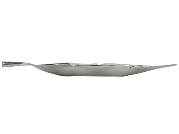 Dekorativ Skål Sølv Metall 49 cm Aluminium Bladform Industriell Glamour
