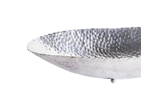 Dekorativt Bladfat i Sølvmetall 78 cm Oval Plate Moderne Stue Glamour Dekorasjonsstykke
