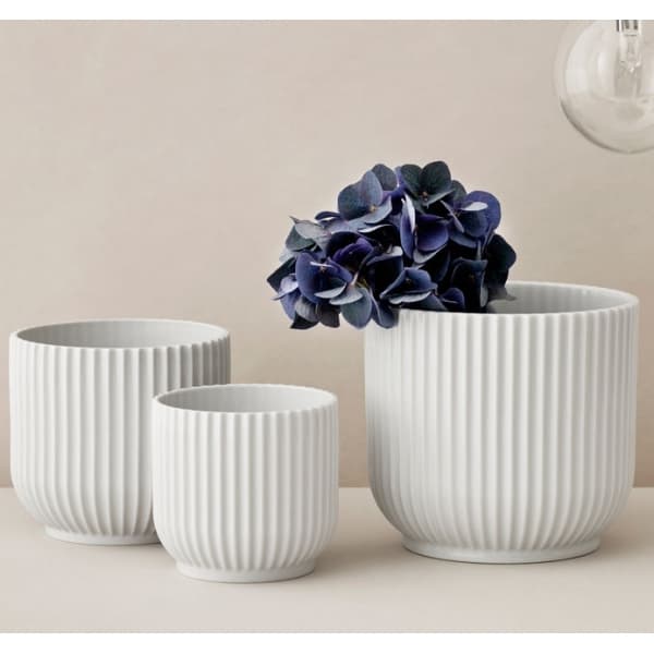 Lyngby Flower Pot White, H 13cm - Lyngby Porcelæn