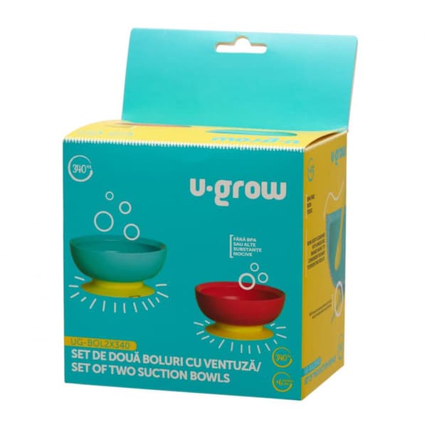 Set 2 boluri cu ventuza, 340 ml, U-Grow