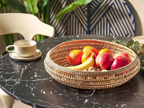 Rattan Trinket Fad Naturlig Boho Frugt Tilbehør Holder Bakke Dekoration