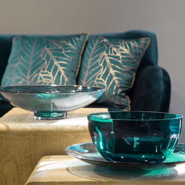 Dekorativ skål LILI6 35x9 Eurofirany turkos glas