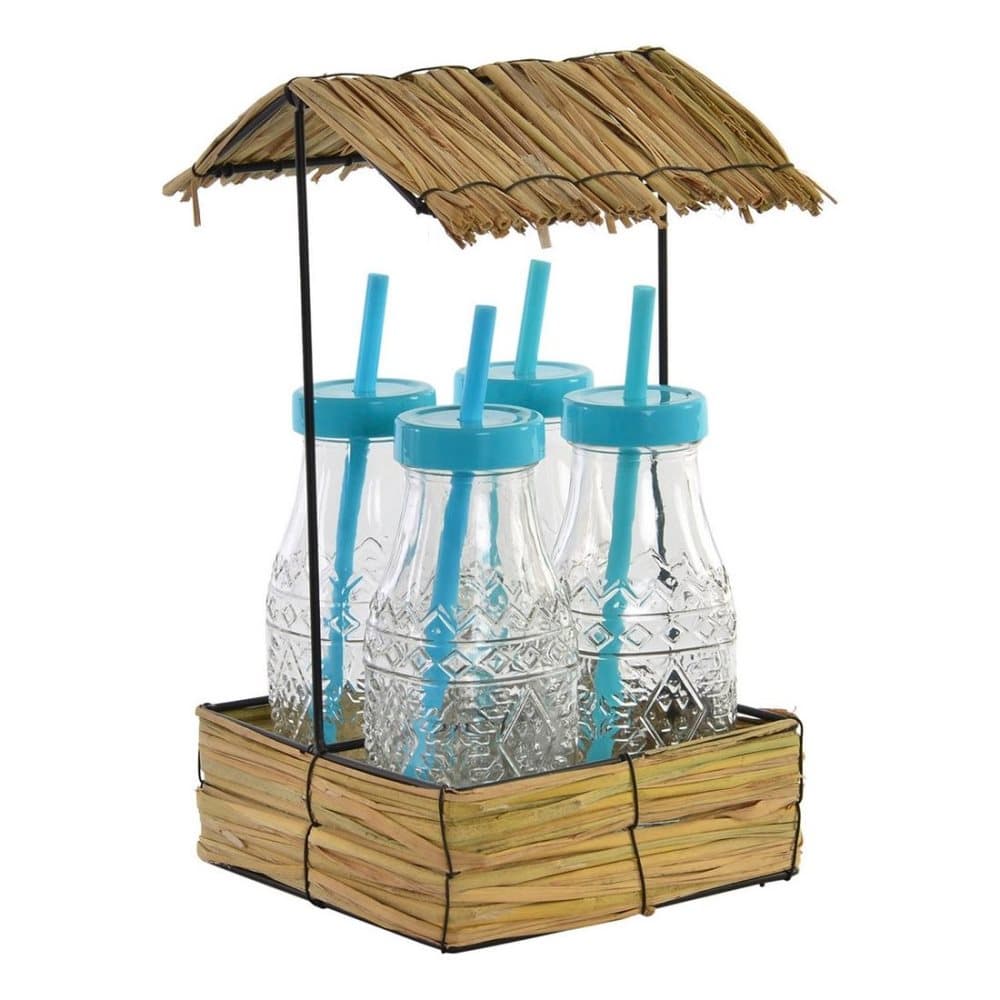 Flaska med lock och sugrör DKD Home Decor Hawai (300 ml) (4 pcs)