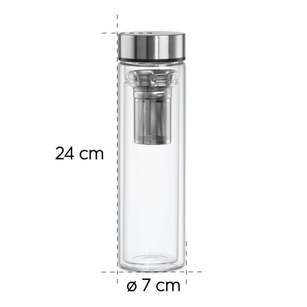 Xavax To Go Glass Bottle, 450ml, with Protective Sleeve, Insert, for Carbonated & Hot/Cold