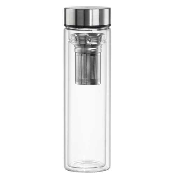 Xavax To Go Glass Bottle, 450ml, with Protective Sleeve, Insert, for Carbonated & Hot/Cold