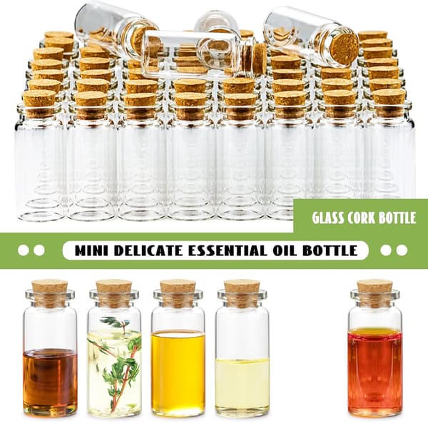12 stk 25 ml miniglasflasker, prøveglasflasker med kork, 1 glasflaske, miniflasker med kork til gør-det-selv-dekoration, parfume