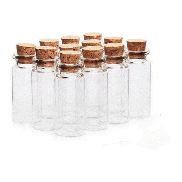 12 stk 25 ml miniglasflasker, prøveglasflasker med kork, 1 glasflaske, miniflasker med kork til gør-det-selv-dekoration, parfume